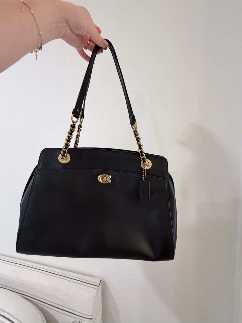 Coach Parker Carryall NWOT -  Chain Tote | Black Leather | Style 35575